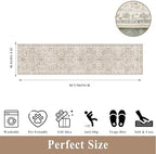 2x8ft Kitchen Runners Rugs Non Skid Washable – Boho Floral Stain-Resistant Low-Pile Carpet Runner for Hallway, Bathroom, Bedroom, Entryway (Beige, 2x8) - Image 2