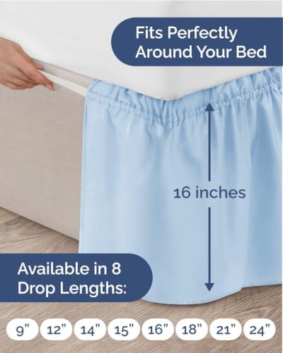 CGK Wrap Around Bed Skirt - College Dorm Room - 16" Inch, Twin/Twin XL - Image 4