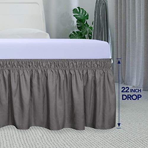 PureFit Wrap Around Ruffled Bed Skirt, Dark Gray, Queen/King - 22" Drop - Image 5