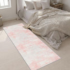 3x8 Washable Runner Rug：Modern Abstract Soft Carpet Pink White - Image 5