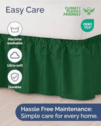 CGK Wrap Around Dust Ruffle Bed Skirt - King Size, 12" Inch, Emerald Green - Image 6