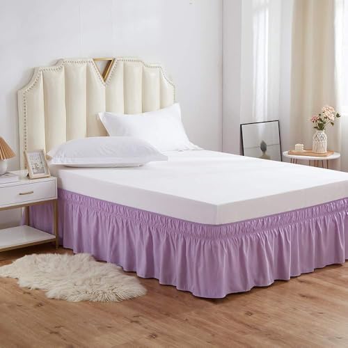 MEILA Wrap Around Bed Skirt for Queen & King Beds, 24" Drop,Light Purple - Image 2