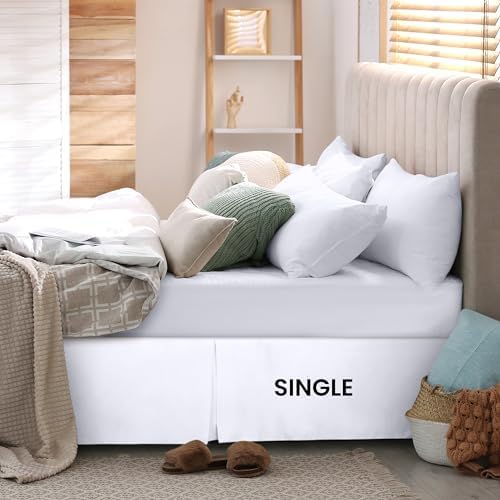 Utopia Bedding Valance Sheet Single - Soft Brushed Polyester-Microfibre - Pleated - Fits Under The Mattress & Down to The Floor - Base Bed Skirt (White) - Image 3