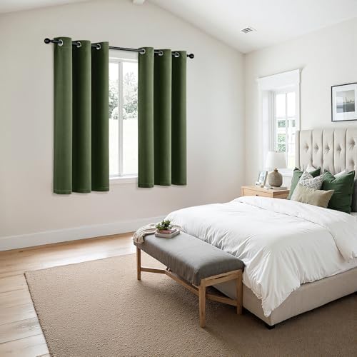 MIULEE Blackout Curtains for Bedroom 2 Panels 34 x 54 Inch Long Olive Green - Image 6