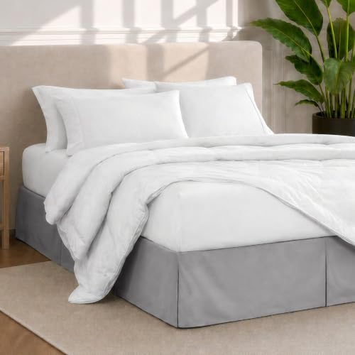 Bare Home Bed Skirt 15-Inch Drop 1800 Ultra-Soft (Twin XL, Light Grey) - Image 2