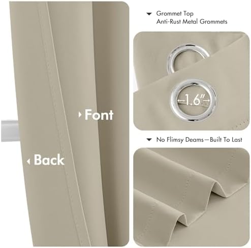 MIULEE Blackout Curtains for Bedroom 2 Panels 40 x 84 Inch Long Sand - Image 4