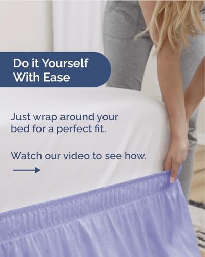 CGK Wrap Around Dust Ruffle Bed Skirt - Queen Size, 21" Inch, Lavender - Image 3