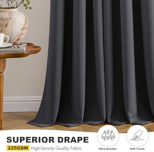 MIULEE Blackout Curtains for Bedroom 2 Panels 34 x 72 Inch Long Dark Grey - Image 5