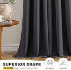 MIULEE Blackout Curtains for Bedroom 2 Panels 40 x 68 Inch Long Dark Grey - Image 5