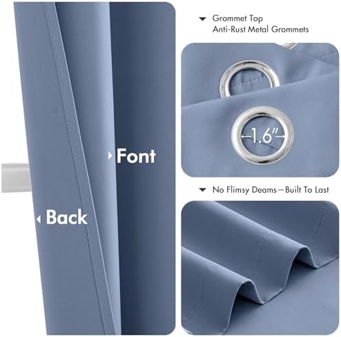 MIULEE Blackout Curtains for Bedroom 2 Panels 40 x 84 Inch Long Denim Blue - Image 4