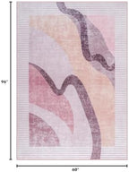Ompaa Living Room Rug 5x8 Pink Area Rug Machine Washable Rug Non Slip Indoor Large Rugs for Bedroom, Classroom, College Dorm, Farmhouse, Dining Room, Kids Playroom - Image 2