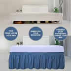PureFit Wrap Around Ruffled Bed Skirt, Navy, Queen/King - 14" Drop - Image 3