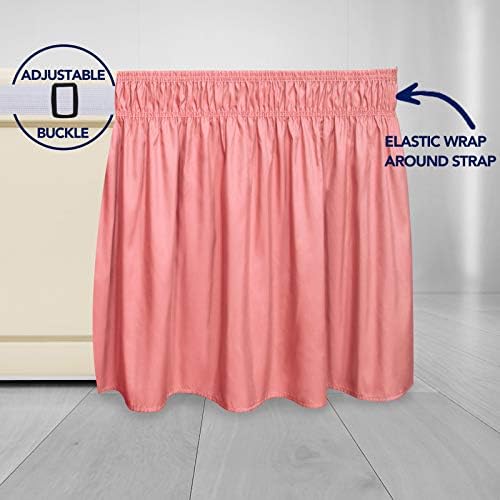 PureFit Wrap Around Ruffled Bed Skirt, Pink, Queen/King - 14" Drop - Image 4