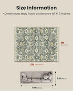 Amada 8x10 Washable Area Rug for Living Room, Green/Brown, Vintage Pattern - Image 2