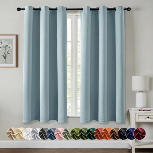 MIULEE Blackout Curtains for Bedroom 2 Panels 40 x 45 Inch Long Slate Blue by MIULEE