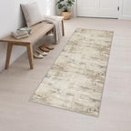 2.6x8 Washable Runner Rug：Modern Abstract Soft Carpet Beige Brown - Image 3
