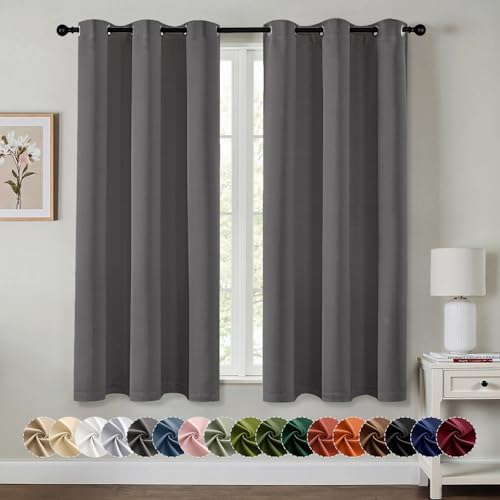 MIULEE Blackout Curtains for Bedroom 2 Panels 40 x 45 Inch Long Gray by MIULEE