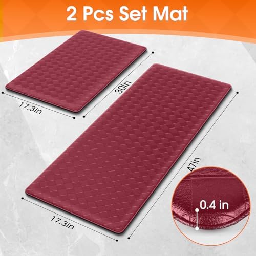 TranquilRelax 2-Piece Kitchen Mats, Cushioned Non-Slip Floor Mats, Burgundy - Image 2