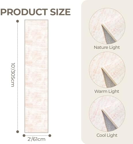 2x10 Runner Rug, Long Hallway Rugs for Dining Room, Living Room, Bedroom, Machine Washable Kitchen Carpet Runner with Rubber Backing, Soft Low Pile Indoor Rug(2'x10', Pink/White) - Image 2