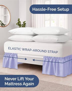 CGK Wrap Around Dust Ruffle Bed Skirt - Queen Size, 18" Inch, Lavender - Image 2