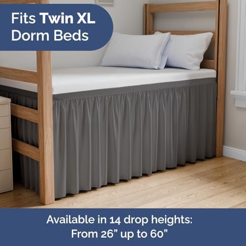 CGK Linens Dorm Room Bed Skirt Full XL - Dorm Essentials - 30" Dark Grey - Image 2