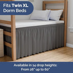 CGK Linens Dorm Room Bed Skirt Full XL - Dorm Essentials - 34" Dark Grey - Image 2