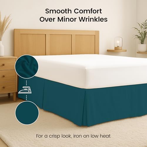 Twin Size Pleated Bed Skirt, Hides Under-Bed Storage 15 Inch Drop,Teal - Image 6