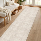 2x14 Hallway Washable Runner Rug: Neutral Kitchen Carpet Beige - Image 2