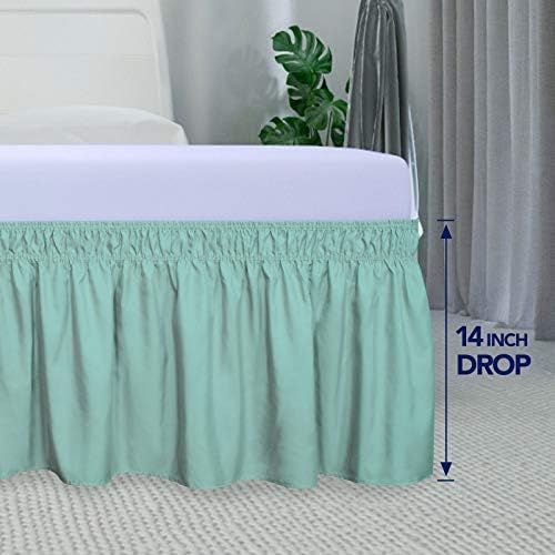 PureFit Wrap Around Ruffled Bed Skirt, Baby Blue, Twin/Full - 14" Drop - Image 5