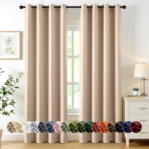 MIULEE Blackout Curtains for Bedroom 2 Panels 50 x 84 Inch Long Beige by MIULEE