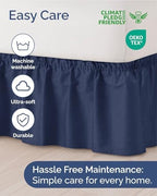CGK Wrap Around Dust Ruffle Bed Skirt - King Size, 24" Inch, Navy Blue - Image 6