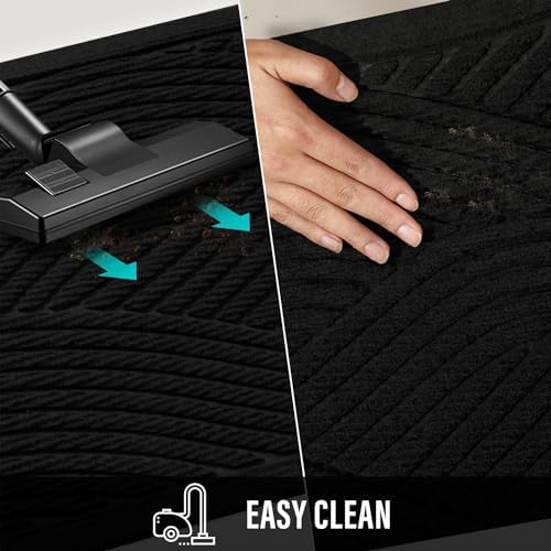 HIYARD Sturdy Front Door Mat, Absorbent Muddy Dirt Resist Welcome Door Mats Outdoor Indoor, Stain and Fade Resistant, Non-Slip Backing Entry Mat Low Profile Doormat for Entryway, 60×36, Black - Image 7