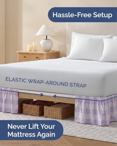 CGK Wrap Around Dust Ruffle Bed Skirt - Full Size, 18" Inch, Mauve - Image 2