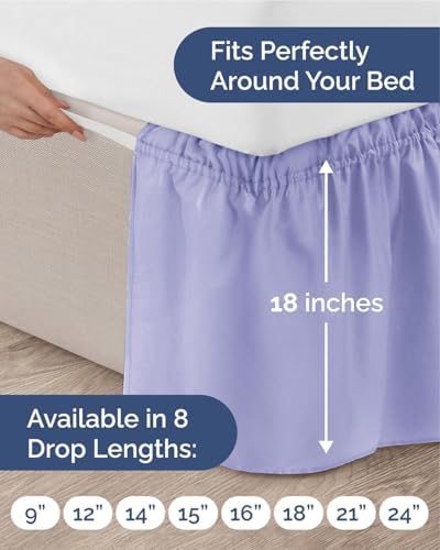 CGK Wrap Around Dust Ruffle Bed Skirt - Queen Size, 18" Inch, Lavender - Image 4