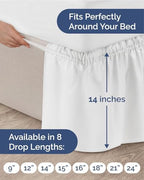 CGK Wrap Around Dust Ruffle Bed Skirt - Full Size, 14" Inch, White - Image 4