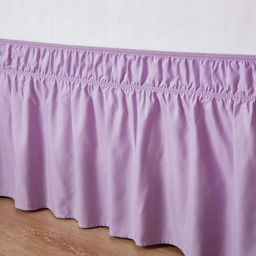 MEILA Wrap Around Bed Skirt for Queen & King Beds, 18" Drop,Light Purple - Image 4