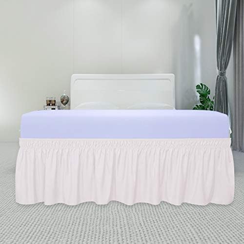 PureFit Wrap Around Ruffled Bed Skirt, Baby Pink, Queen/King - 14" Drop - Image 2