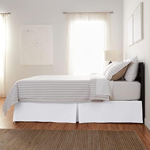 Amazon Basics Lightweight Pleated Bed Skirt, Twin, Bright White, Solid - Image 3