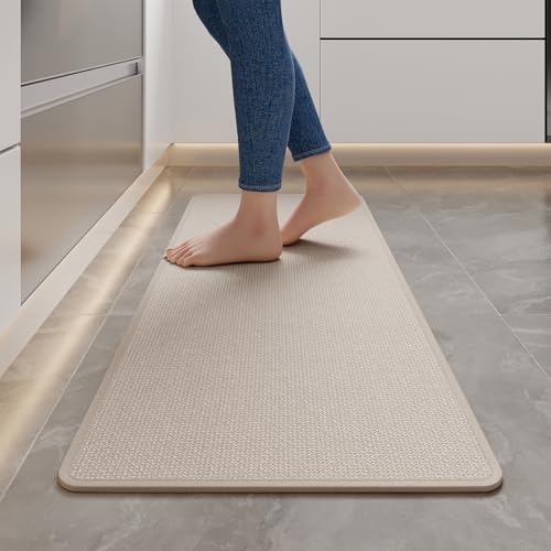 YDKGL Kitchen Rugs Kitchen Mats for Floor Non Slip Washable Beige 17"x47" by YDKGL