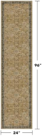 Hazo Haus Vintage 2x8 Runner Rug for Hallway, Boho Long Runner Rug for Kitchen, Bathroom, Non-Slip Low-Pile Washable Stain Resistant, Rustic Brown and Charcoal Olive Earthy Décor - Image 2