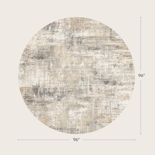 8ft Area Rug for Living Room, Abstract Washable Non-Slip Large Rugs, Gold - Image 2
