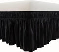 MEILA Wrap Around Elastic Bed Skirt for Queen & King Beds, 12" Drop, Black by MEILA
