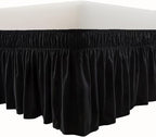 MEILA Wrap Around Elastic Bed Skirt for Queen & King Beds, 12" Drop, Black by MEILA