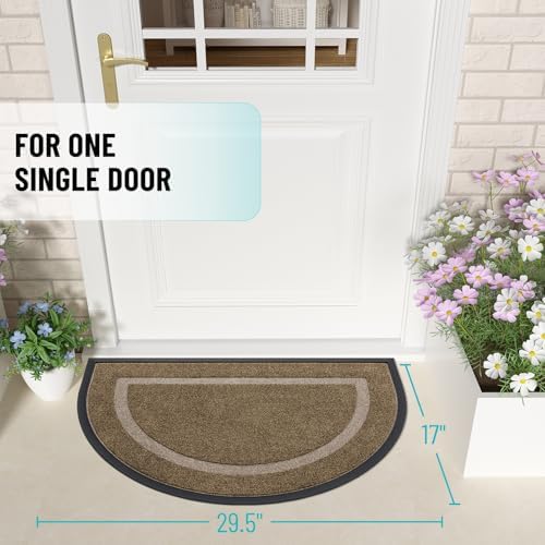 OLANLY Half Circle Front Door Mat Outside 29.5x17 All-Season Rubber Doormat - Image 2