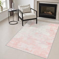 Area Rug Living Room: 3x5 Modern Washable Soft Carpet Pink White by FXRHLP