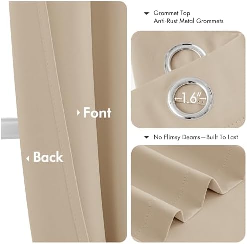 MIULEE Blackout Curtains for Bedroom 2 Panel 40x84 Inch Long Biscotti Beige - Image 4