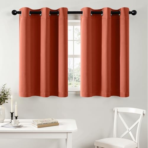 MIULEE Fall Blackout Curtains for Bedroom 2 Panel 40"x36" Long Burnt Orange by MIULEE
