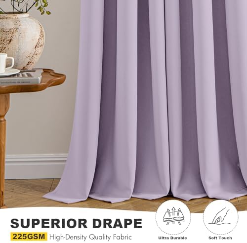 MIULEE Blackout Curtains for Bedroom 2 Panels 40 x 84 Inch Long Lilac - Image 5