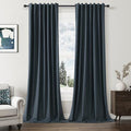 Guken Extra Long 100% Blackout Linen Curtains 102 Inches Vintage Blue by Guken