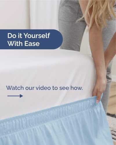 CGK Wrap Around Dust Ruffle Bed Skirt - Full Size, 9" Inch, Sky Blue - Image 3